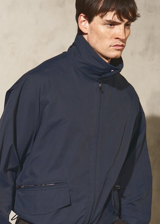 Italian Cotton Zip Bomber in Midnight | AUTER – Auter