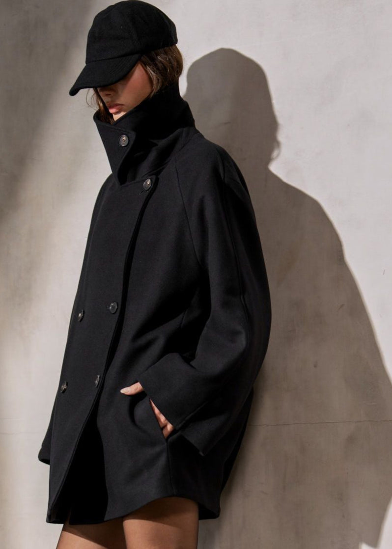 ITALIAN WOOL PEACOAT – Noir – Auter