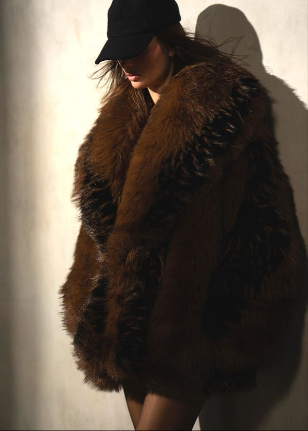 AUTER The Fox | Faux Fur Mid-Length Coat | Espresso Noir – Auter