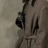HERRINGBONE BELTED TOPCOAT - Espresso