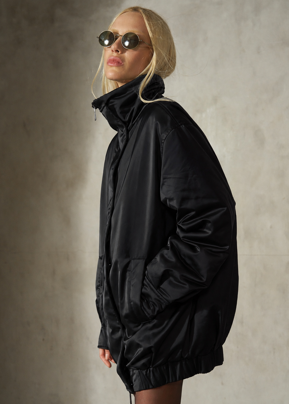 SATEEN BOMBER - Noir