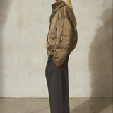 CROPPED SATEEN BOMBER - Taupe