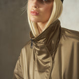 CROPPED SATEEN BOMBER - Taupe