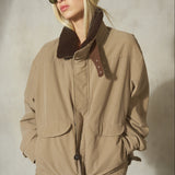 SHEARLING COLLAR BRUSHED JACKET - Sand