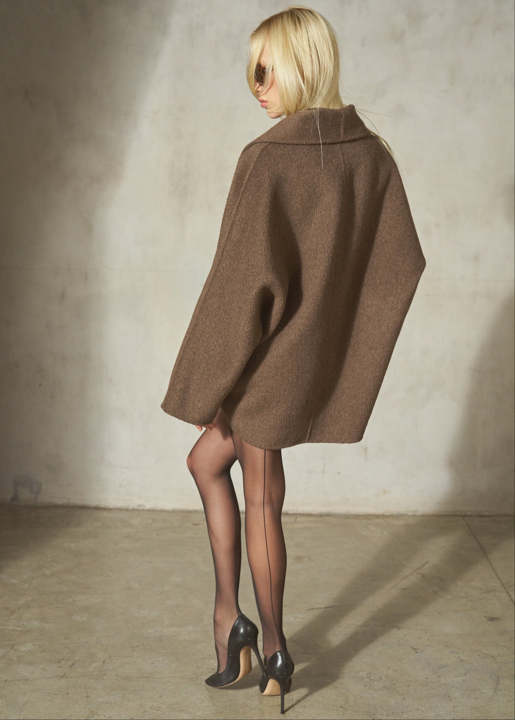 MOHAIR WRAP COAT - Mocha