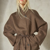 MOHAIR WRAP COAT - Mocha