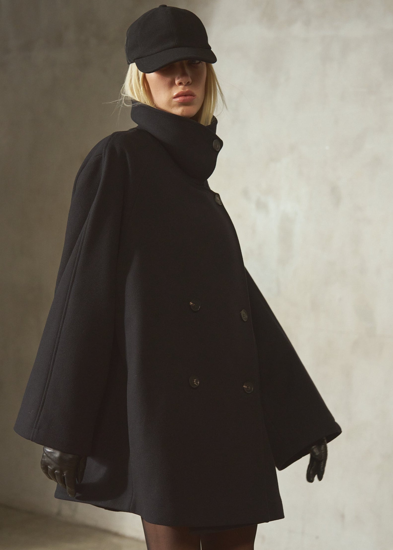 ITALIAN WOOL PEACOAT – Noir