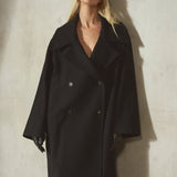 LONG ITALIAN WOOL PEACOAT - Noir