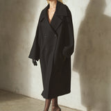LONG ITALIAN WOOL PEACOAT - Noir