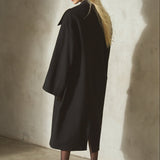 LONG ITALIAN WOOL PEACOAT - Noir