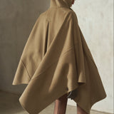 CASHMERE WOOL PONCHO - Latte