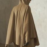 CASHMERE WOOL PONCHO - Latte