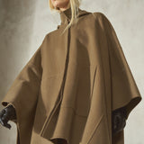 CASHMERE WOOL PONCHO - Latte