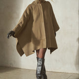 CASHMERE WOOL PONCHO - Latte