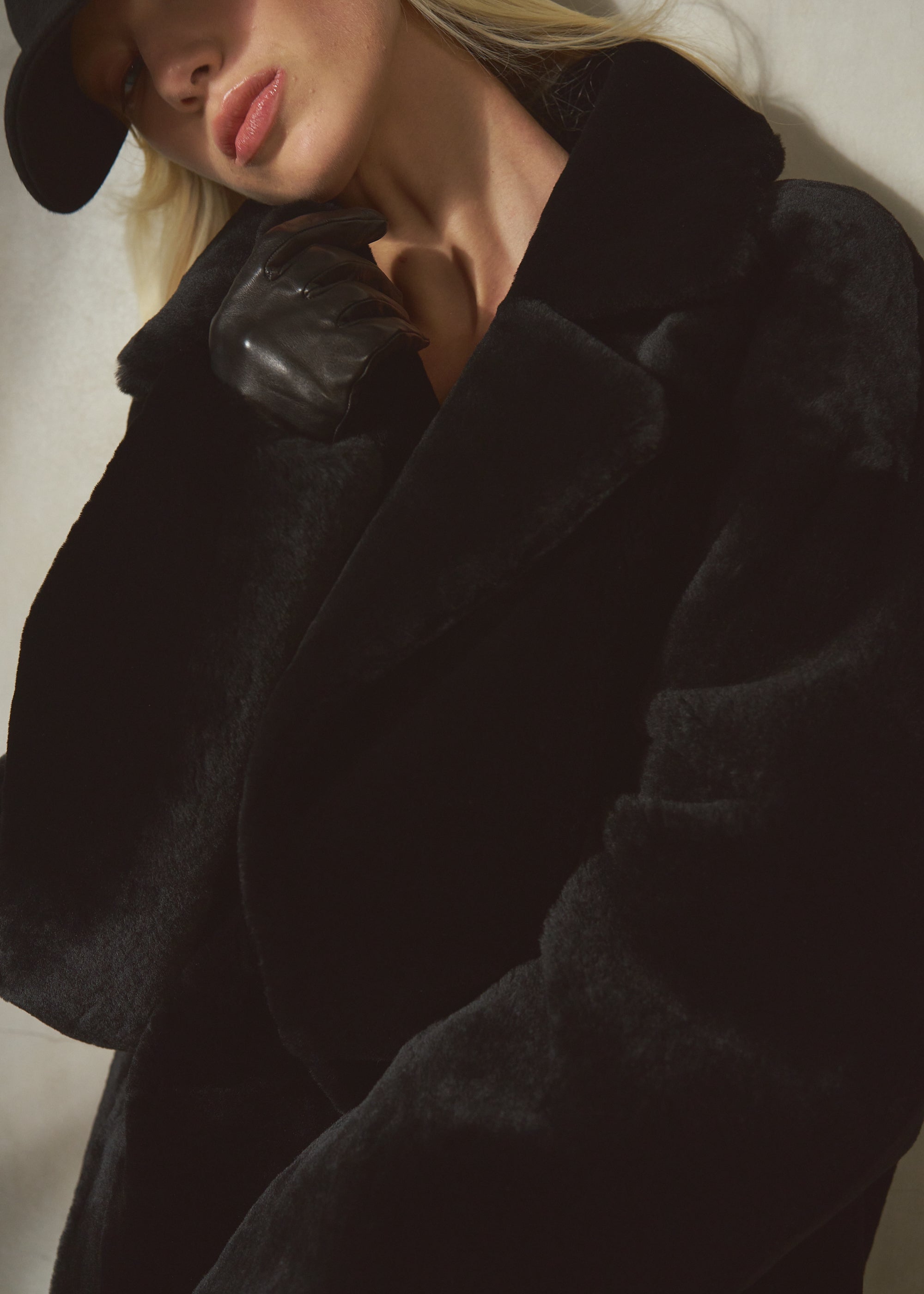 SHEARLING TOPCOAT - Noir