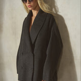 MOHAIR WRAP COAT - Charcoal