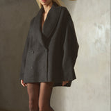 MOHAIR WRAP COAT - Charcoal