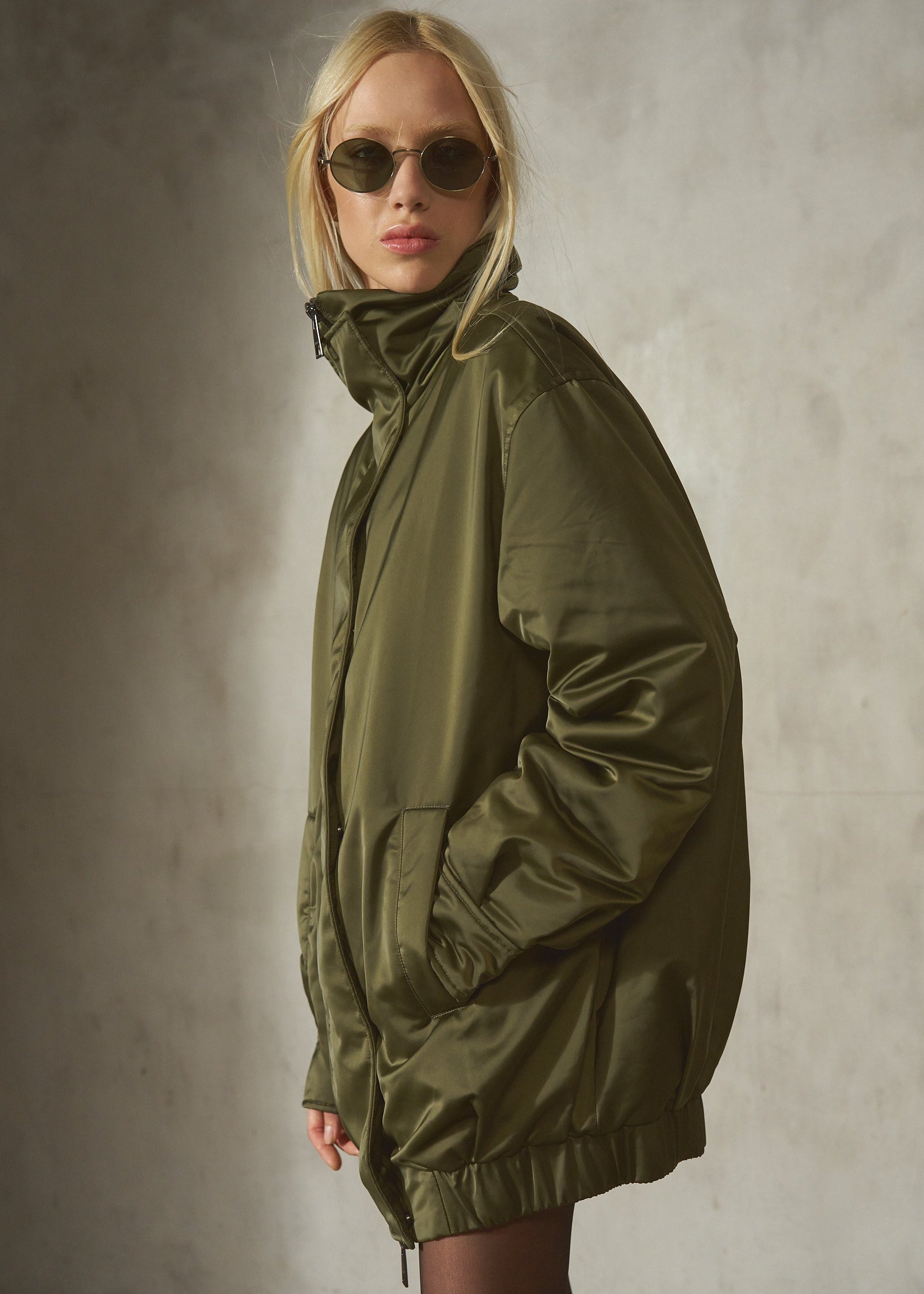 SATEEN BOMBER - Army