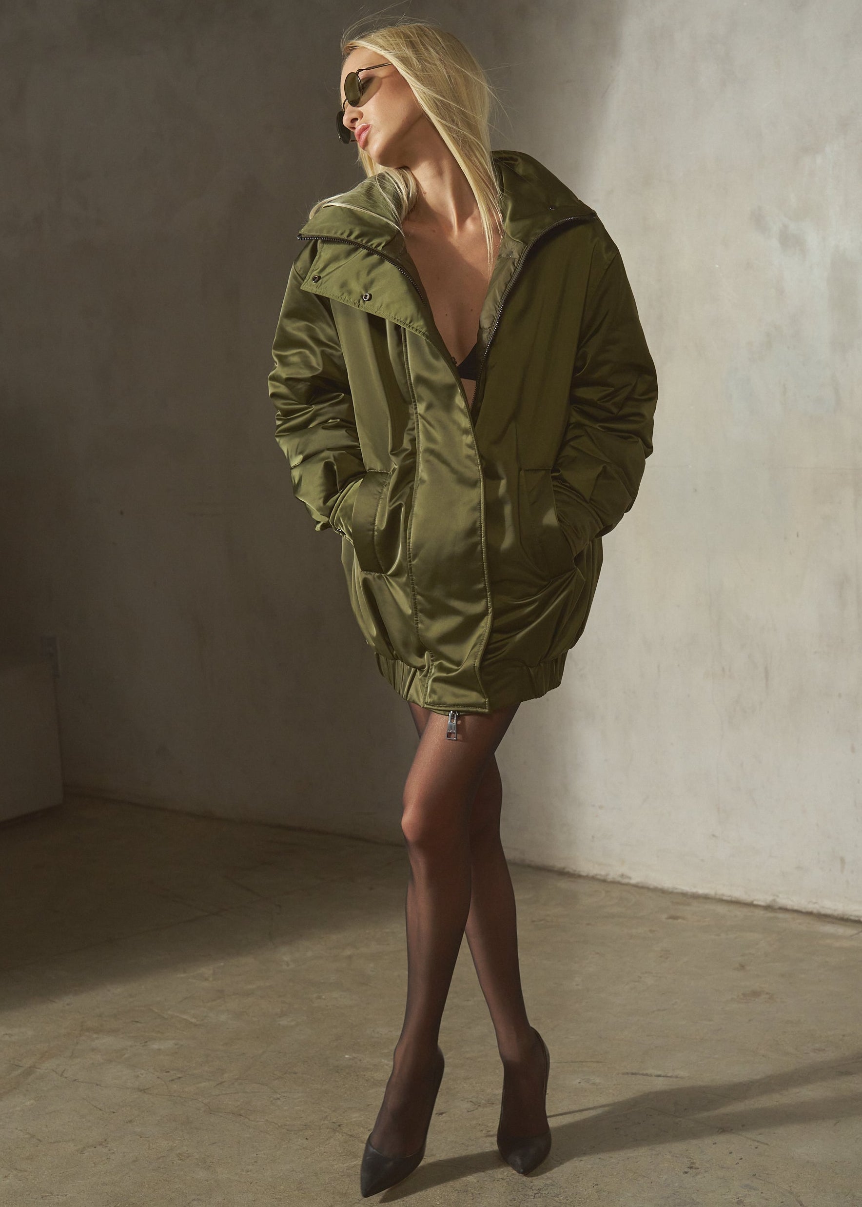 SATEEN BOMBER - Army