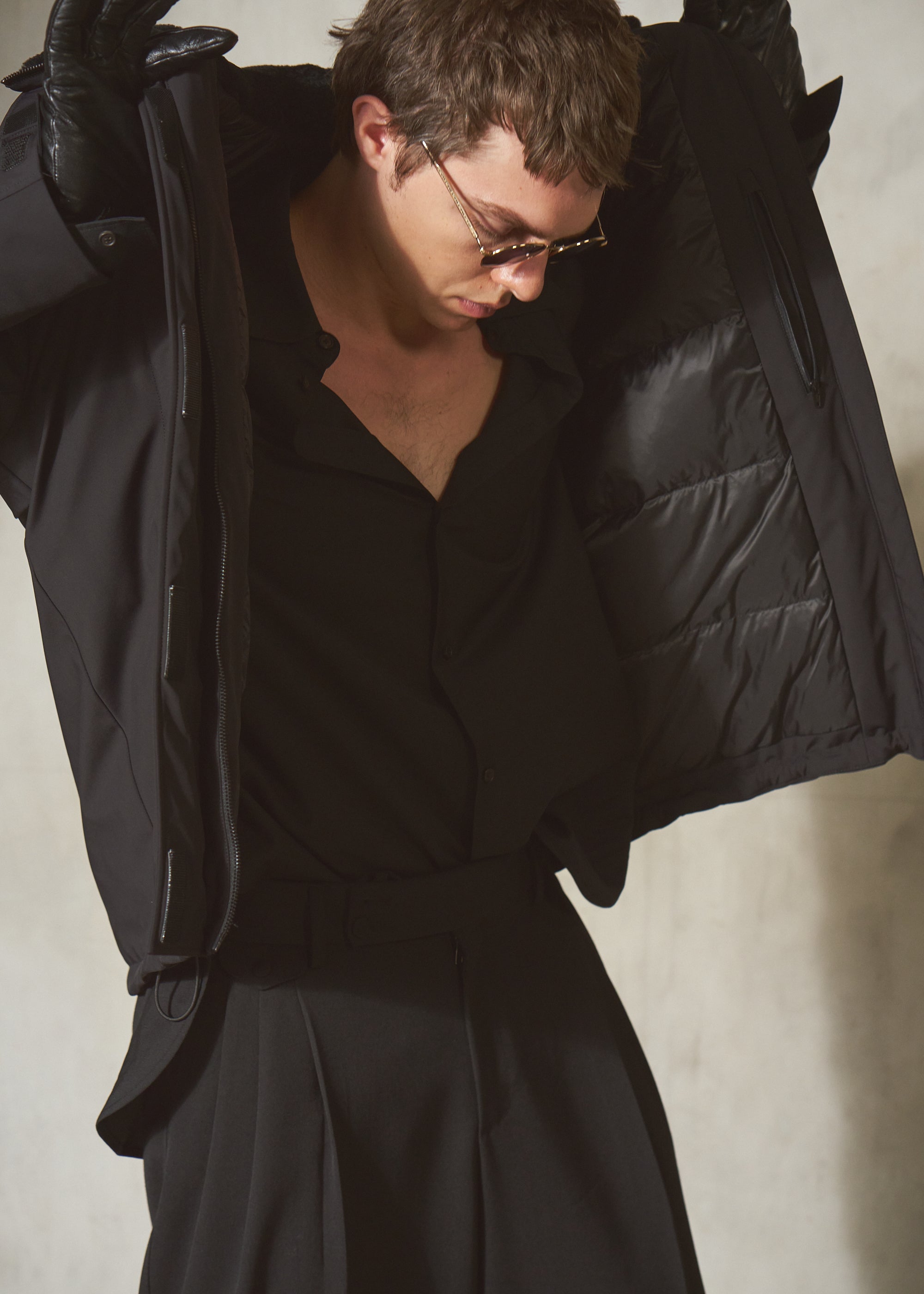 SHEARLING COLLAR TECHNICAL JACKET - Noir