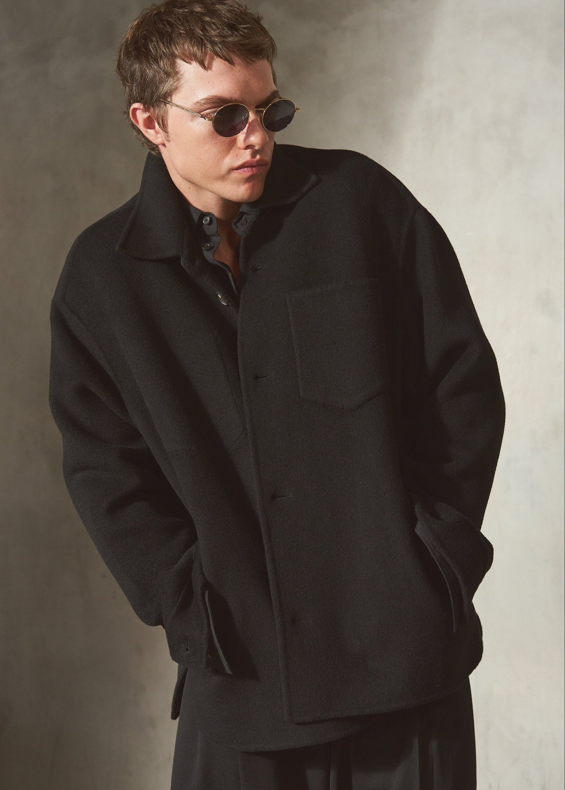 ITALIAN WOOL SHIRT JACKET - Noir