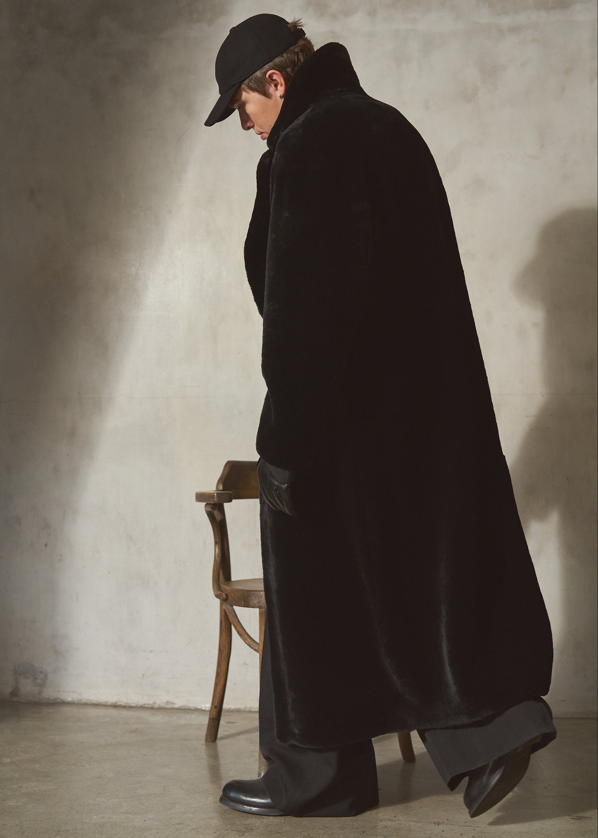 SHEARLING TOPCOAT - Noir
