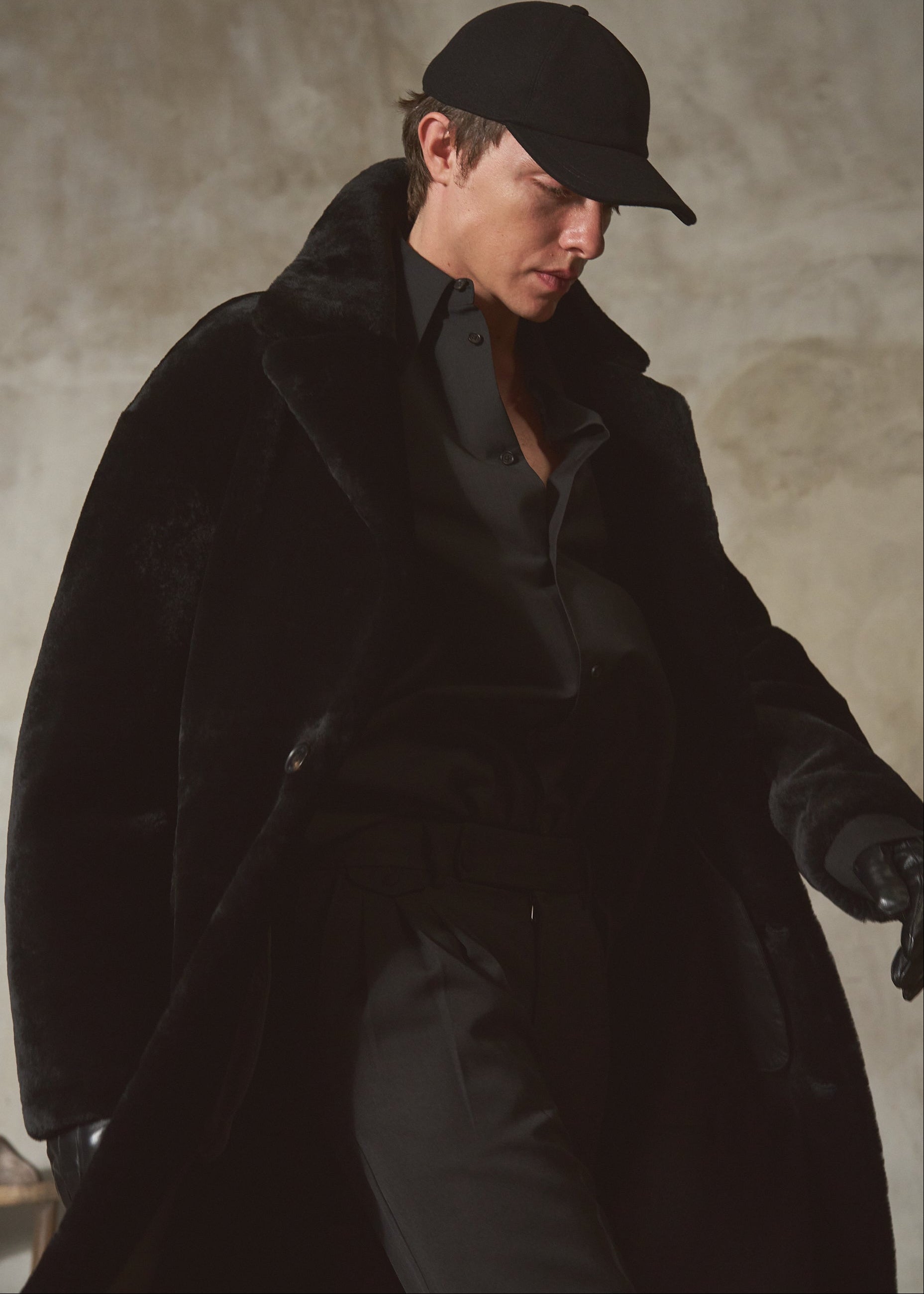 SHEARLING TOPCOAT - Noir