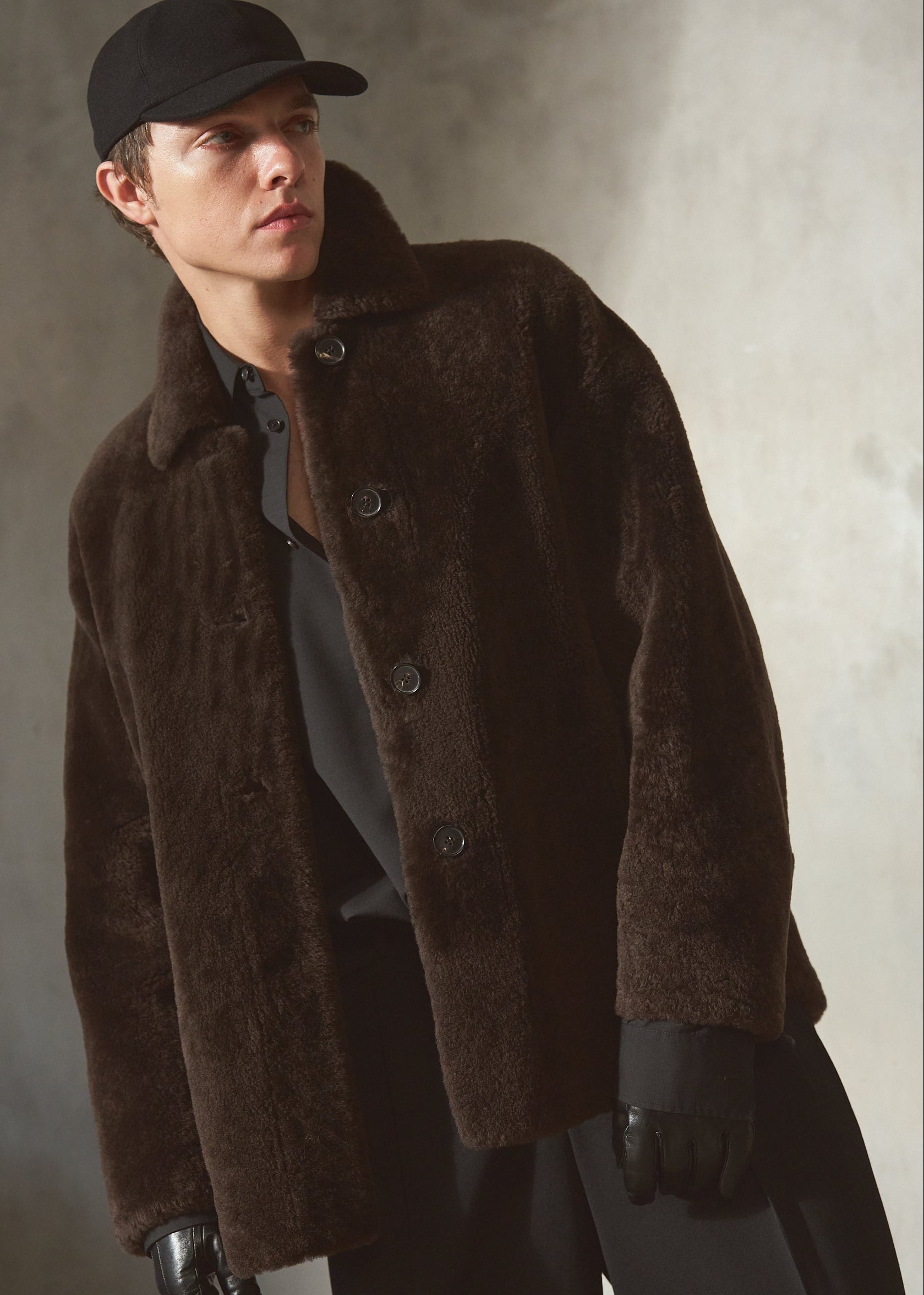 SHEARLING SHIRT JACKET - Espresso