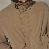 SHEARLING COLLAR BRUSHED JACKET - Sand