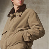 SHEARLING COLLAR BRUSHED JACKET - Sand
