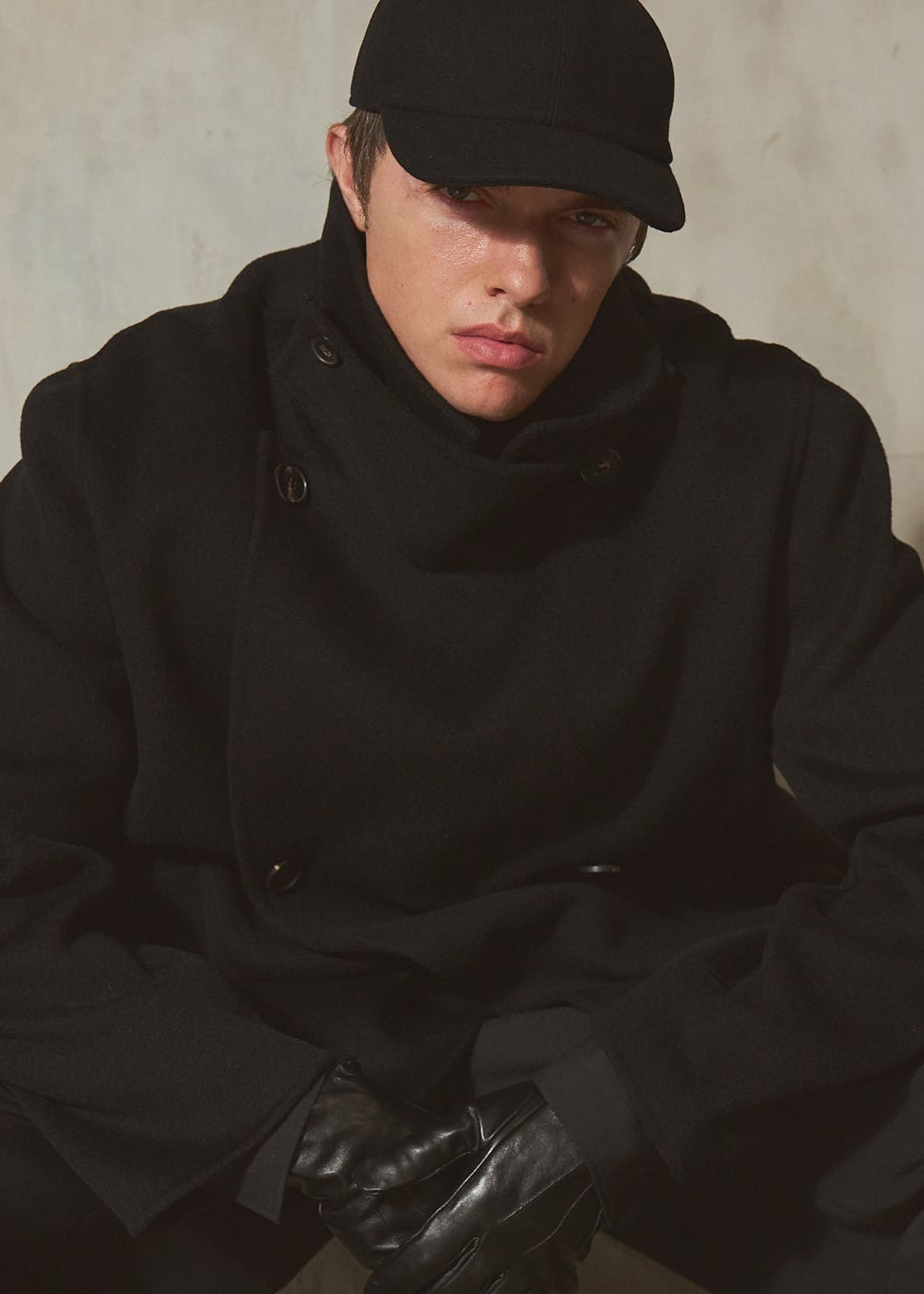 CASHMERE WOOL PEACOAT - Noir