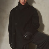 CASHMERE WOOL PEACOAT - Noir