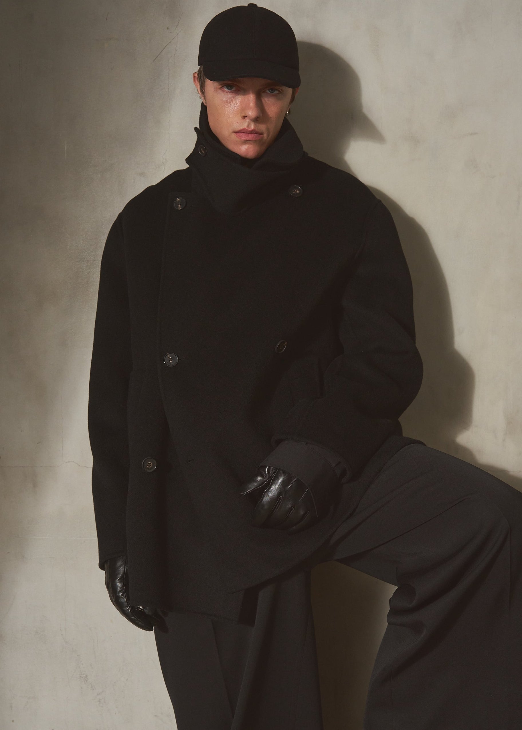 CASHMERE WOOL PEACOAT - Noir