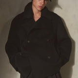 CASHMERE WOOL PEACOAT - Noir
