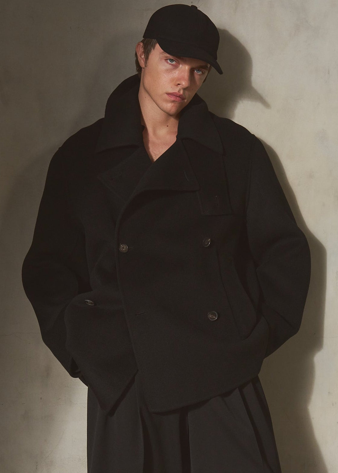 CASHMERE WOOL PEACOAT - Noir