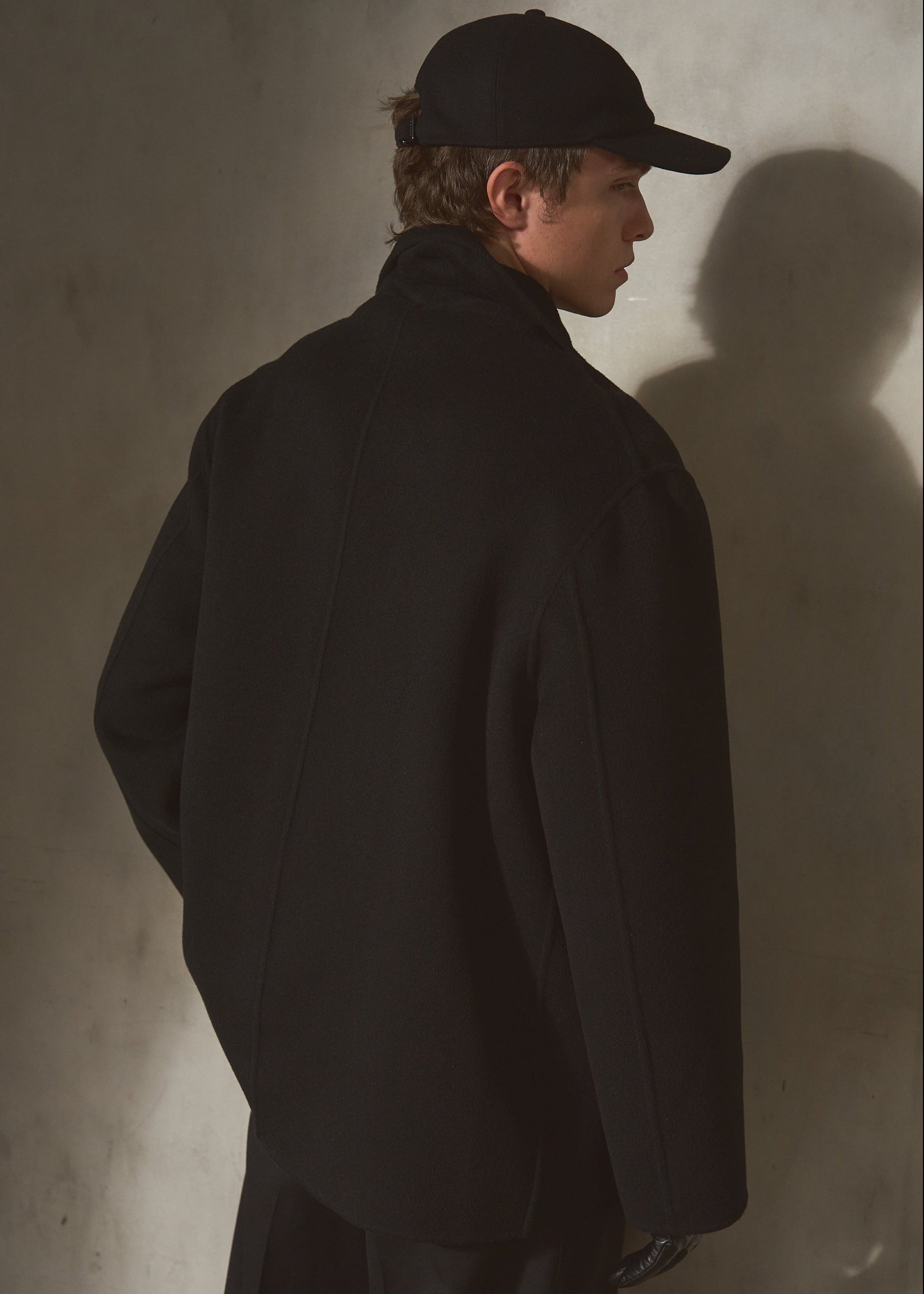 CASHMERE WOOL PEACOAT - Noir