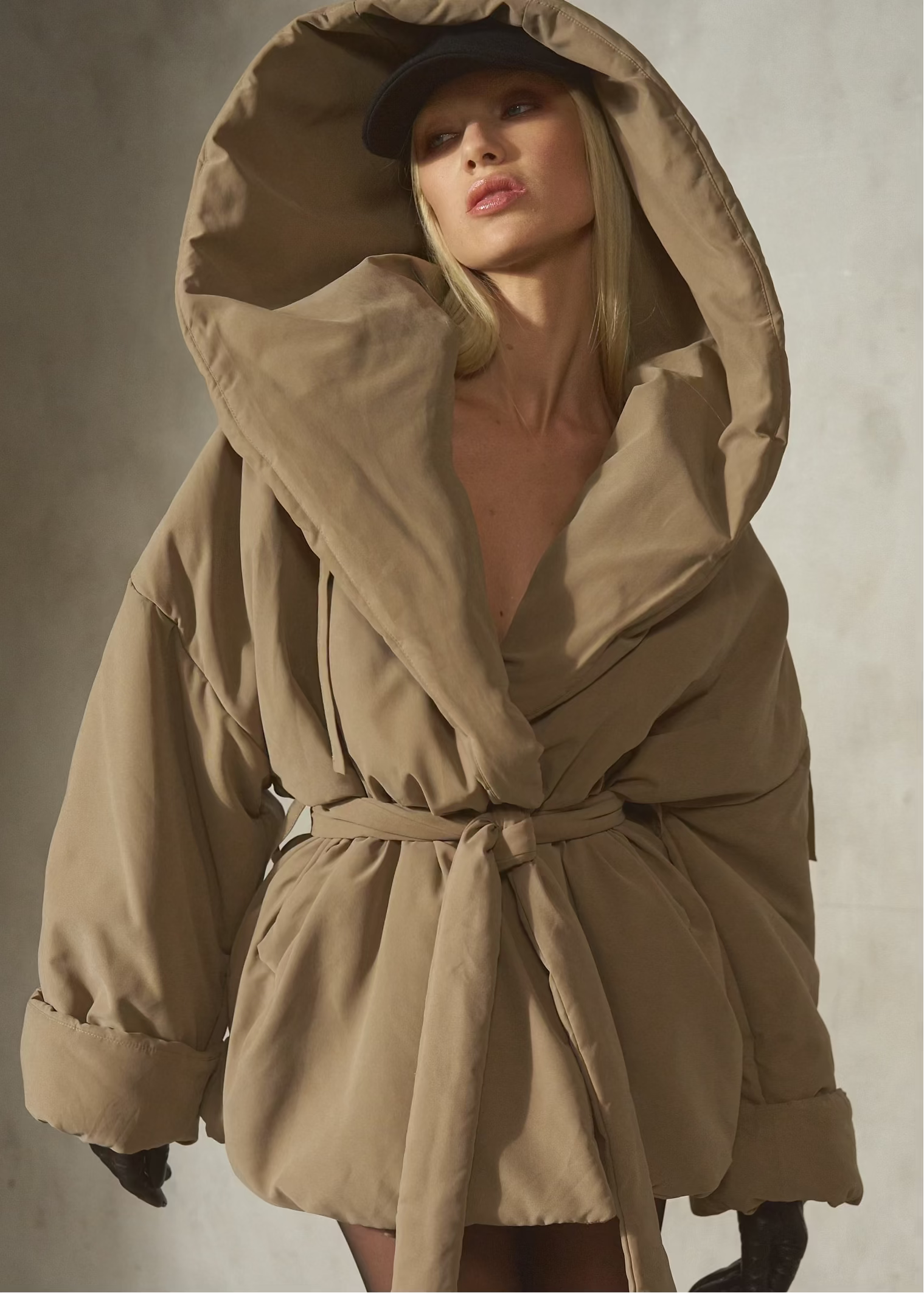 Brushed Hooded Puffer Jacket