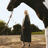 LEATHER CAPE COAT - Dark Espresso