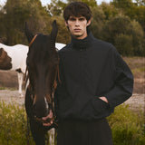 ITALIAN COTTON ZIP BOMBER - Midnight