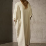 COLLARLESS CASHMERE BELTED COAT - Cream