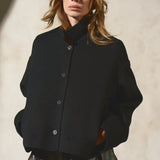 CROPPED WOOL SHIRT JACKET - Noir