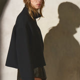 CROPPED WOOL SHIRT JACKET - Noir