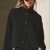 CROPPED WOOL SHIRT JACKET - Noir
