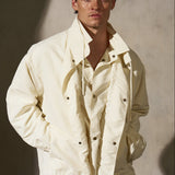 DOUBLE FRONT BOMBER - Cream