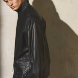 DRAWSTRING LEATHER JACKET - Noir
