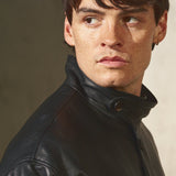 DRAWSTRING LEATHER JACKET - Noir