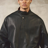 DRAWSTRING LEATHER JACKET - Noir