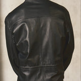 DRAWSTRING LEATHER JACKET - Noir