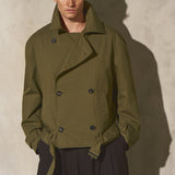 ITALIAN COTTON CROPPED TRENCH - Moss