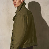 ITALIAN COTTON CROPPED TRENCH - Moss